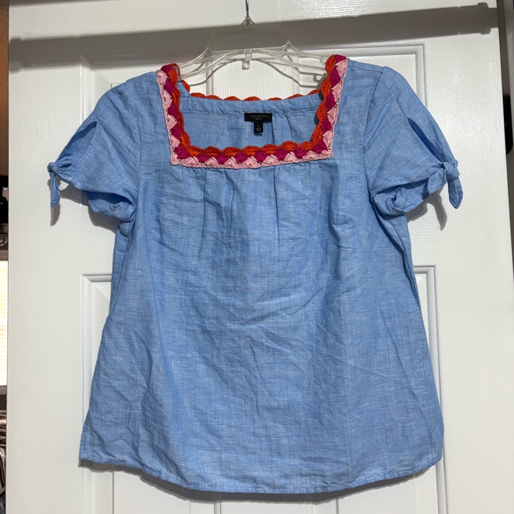 Talbot’s Women’s Crocheted Denim Blouse